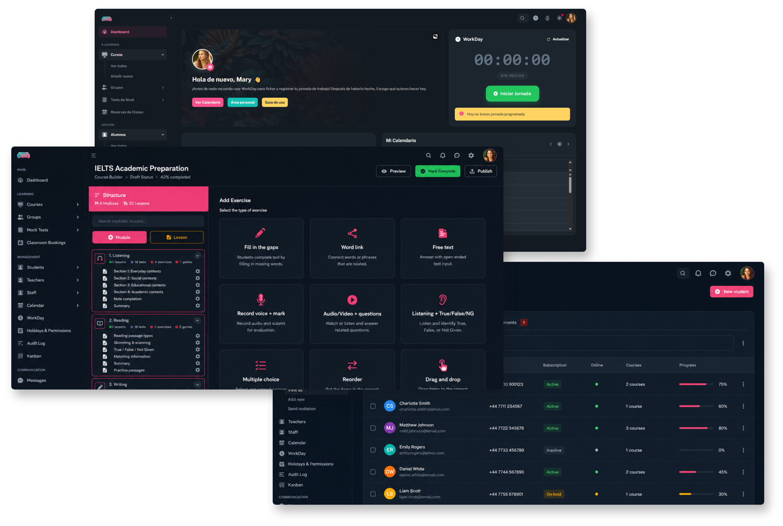 Dashboard de SmartSkills Platform — ERP con IA para academias de idiomas